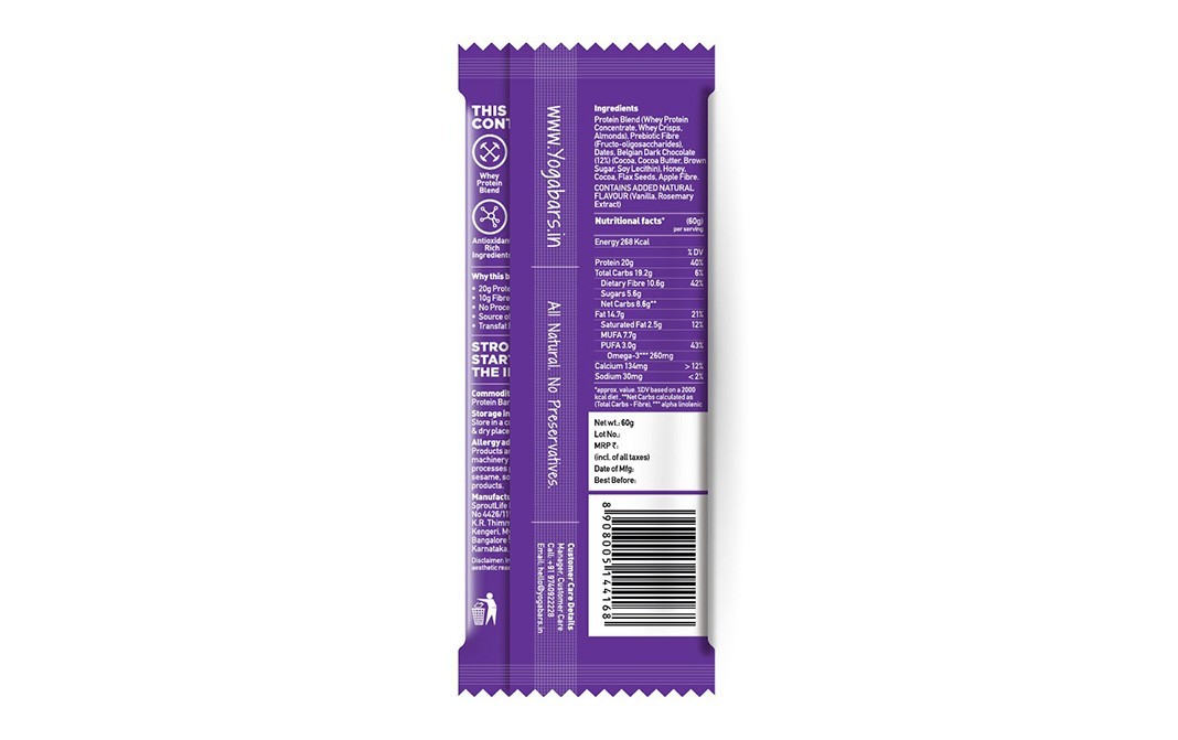Yoga Bar 20G Protein Bar, Baked Brownie   Pack  60 grams